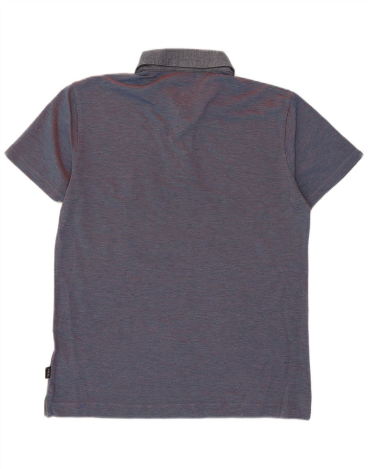 Camisa polo masculina Hugo Boss Slim Fit grande algodão listrado azul marinho