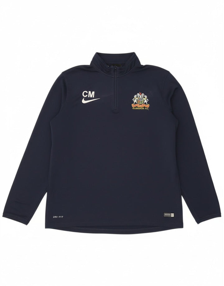 NIKE Masculino Dri Fit Zip Neck Pullover Treino Top Grande Azul Marinho