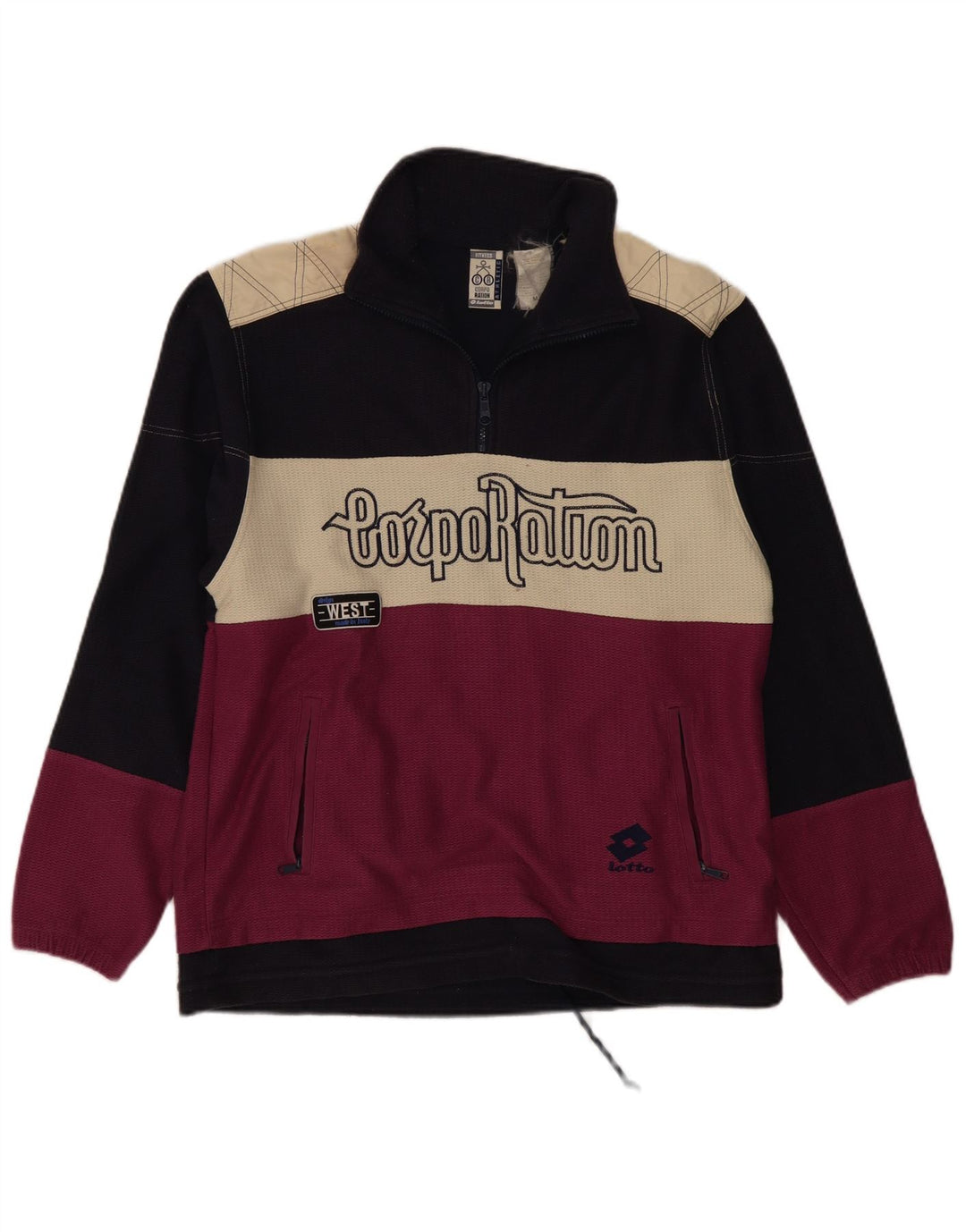 Lotto moletom masculino com gola com zíper e moletom médio azul marinho bloco colorido