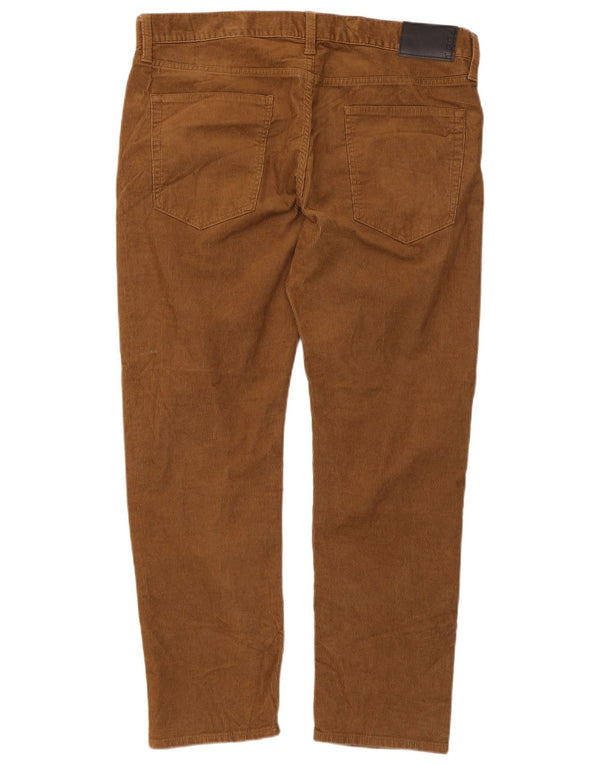 Calça masculina de veludo cotelê Marks & Spencer Slim Fit W36 L27 algodão marrom
