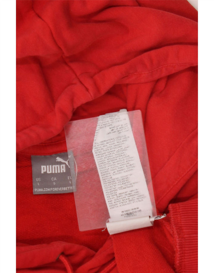 PUMA Mens Graphic Hoodie Jumper Grande Algodão Vermelho