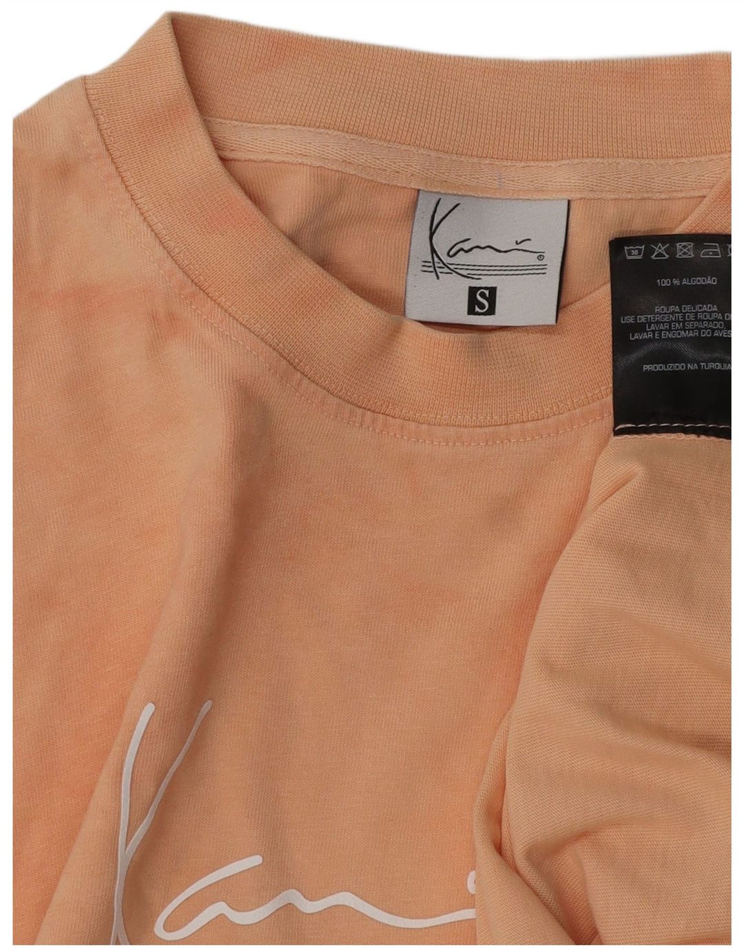 Camiseta gráfica masculina KARL KANI, pequena, rosa, tie-dye, algodão