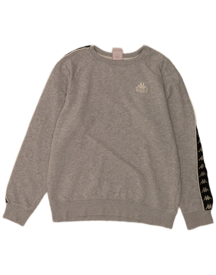 Kappa moletom gráfico masculino jumper médio cinza colorblock algodão