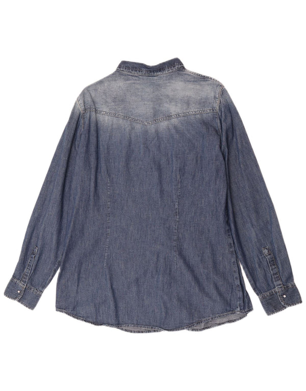 Camisa jeans feminina Carrera UK 18 XL azul algodão