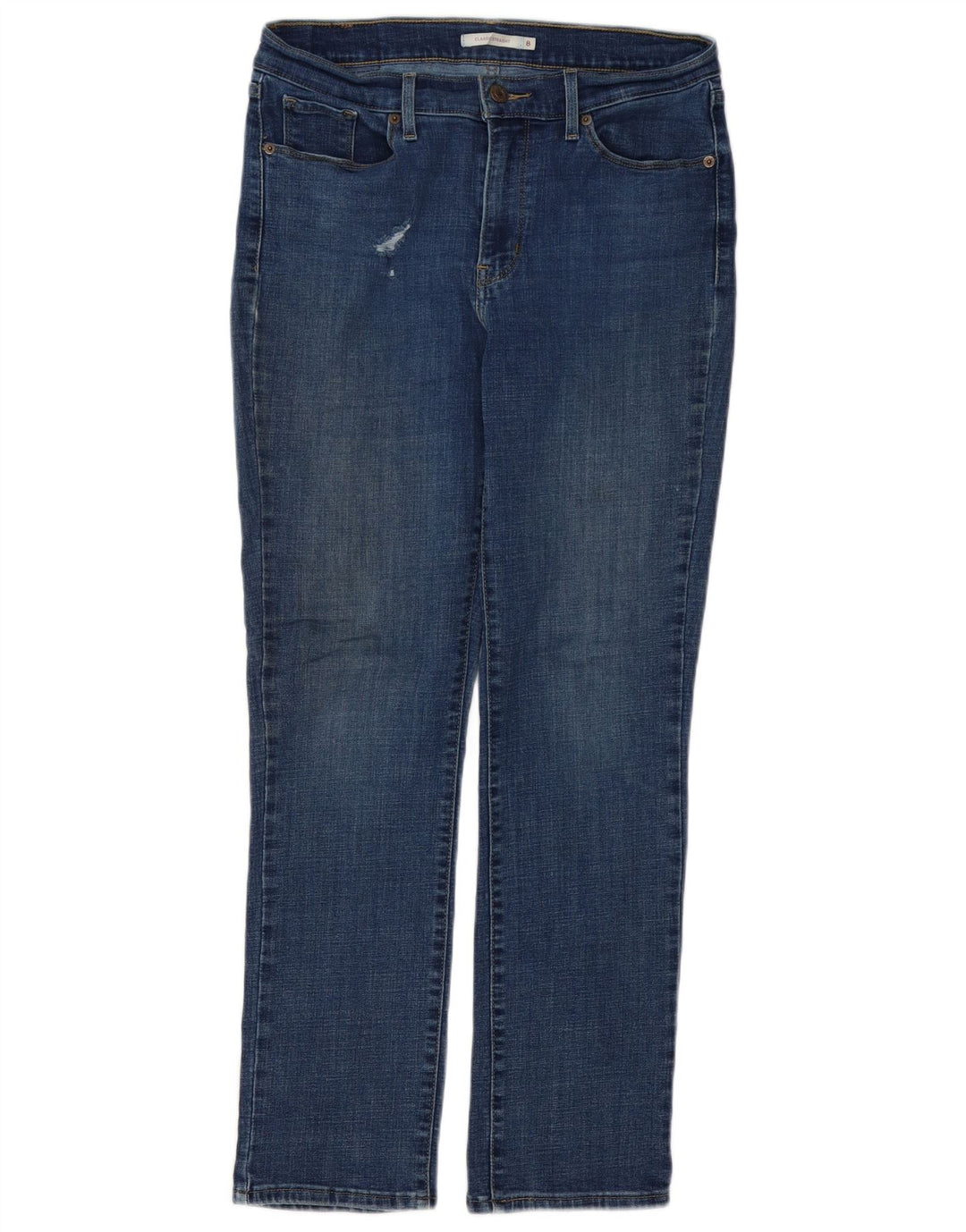 Jeans femininos Levi's Classic Distressed Straight US 8 Médio W28 L29 Azul