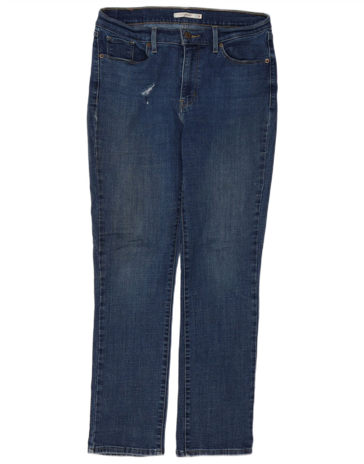 Jeans femininos Levi's Classic Distressed Straight US 8 Médio W28 L29 Azul