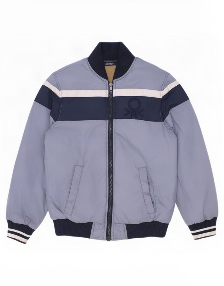 Jaqueta acolchoada gráfica Benetton Boys 7-8 anos azul médio colorblock