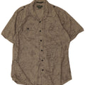 Camisa masculina Eddie Bauer com padrão abstrato clássico ajuste grande algodão bege