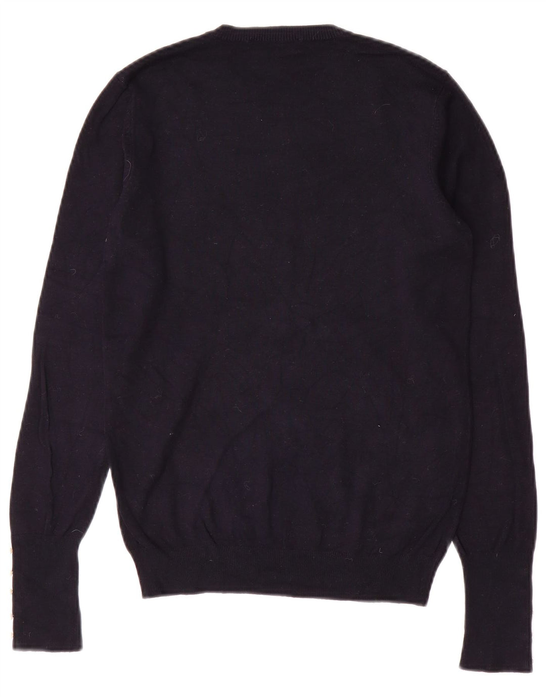 Suéter feminino ZARA com gola redonda, Reino Unido 12, médio, azul marinho