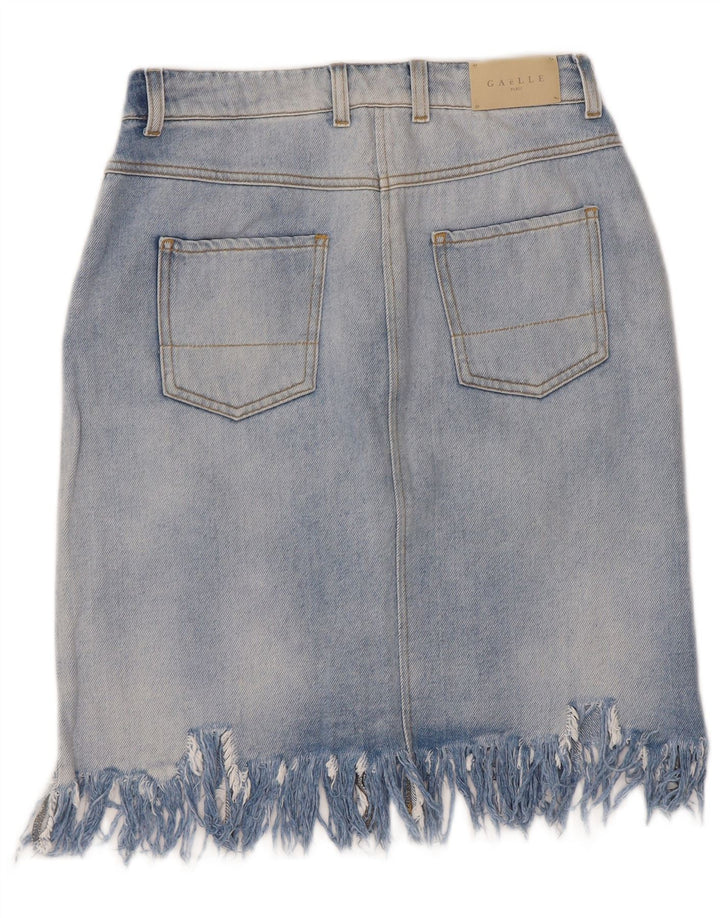 Saia jeans feminina Gaelle W27 algodão azul pequeno