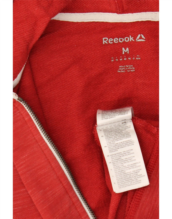 Suéter Reebok masculino com capuz e zíper gráfico médio algodão vermelho