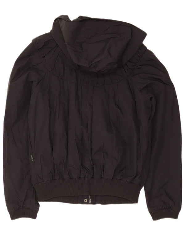 Jaqueta bomber feminina com capuz Dkny UK 14 médio preto nylon