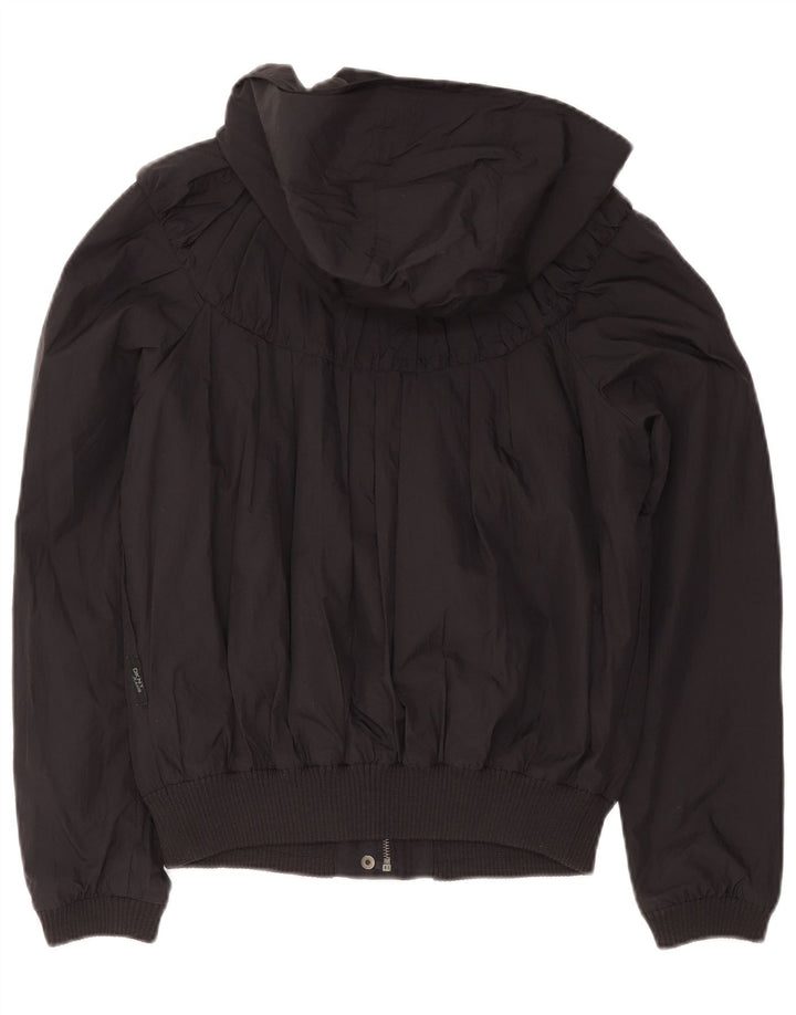 Jaqueta bomber feminina com capuz Dkny UK 14 médio preto nylon