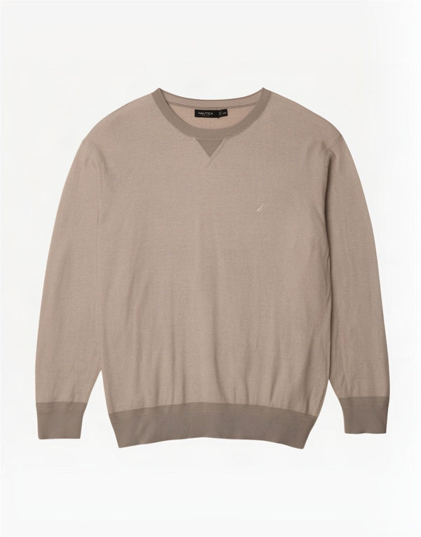 Suéter masculino Nautica com gola canoa 2XL algodão cinza