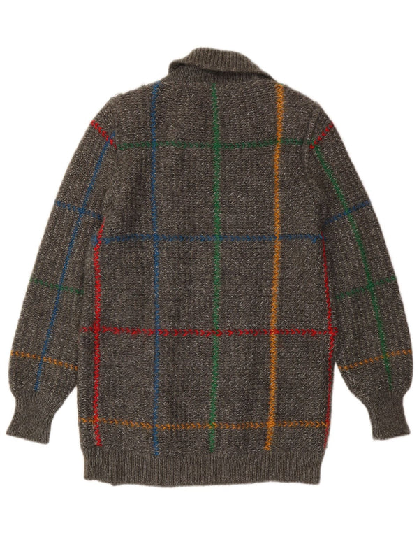 Suéter cardigã feminino Iceberg IT 42 lã xadrez cinza médio