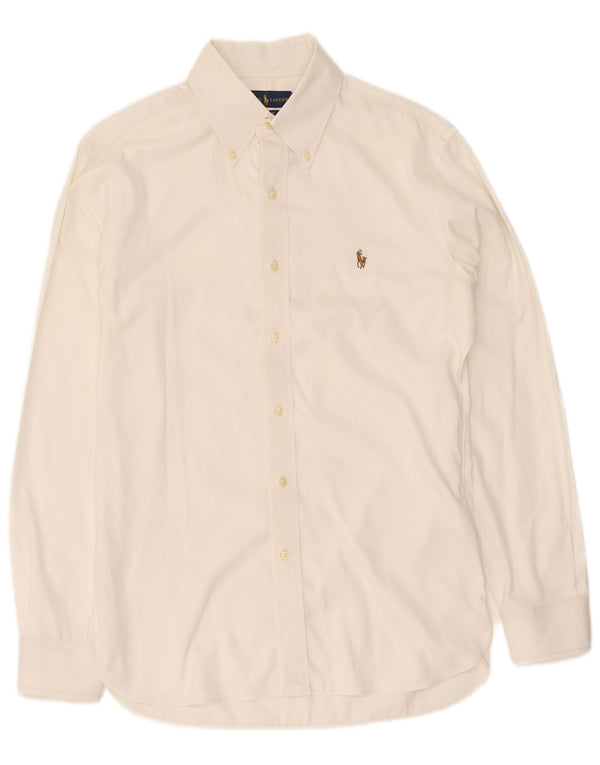 Camisa masculina Ralph Lauren Easy Care tamanho 39 15 1/2 algodão branco médio