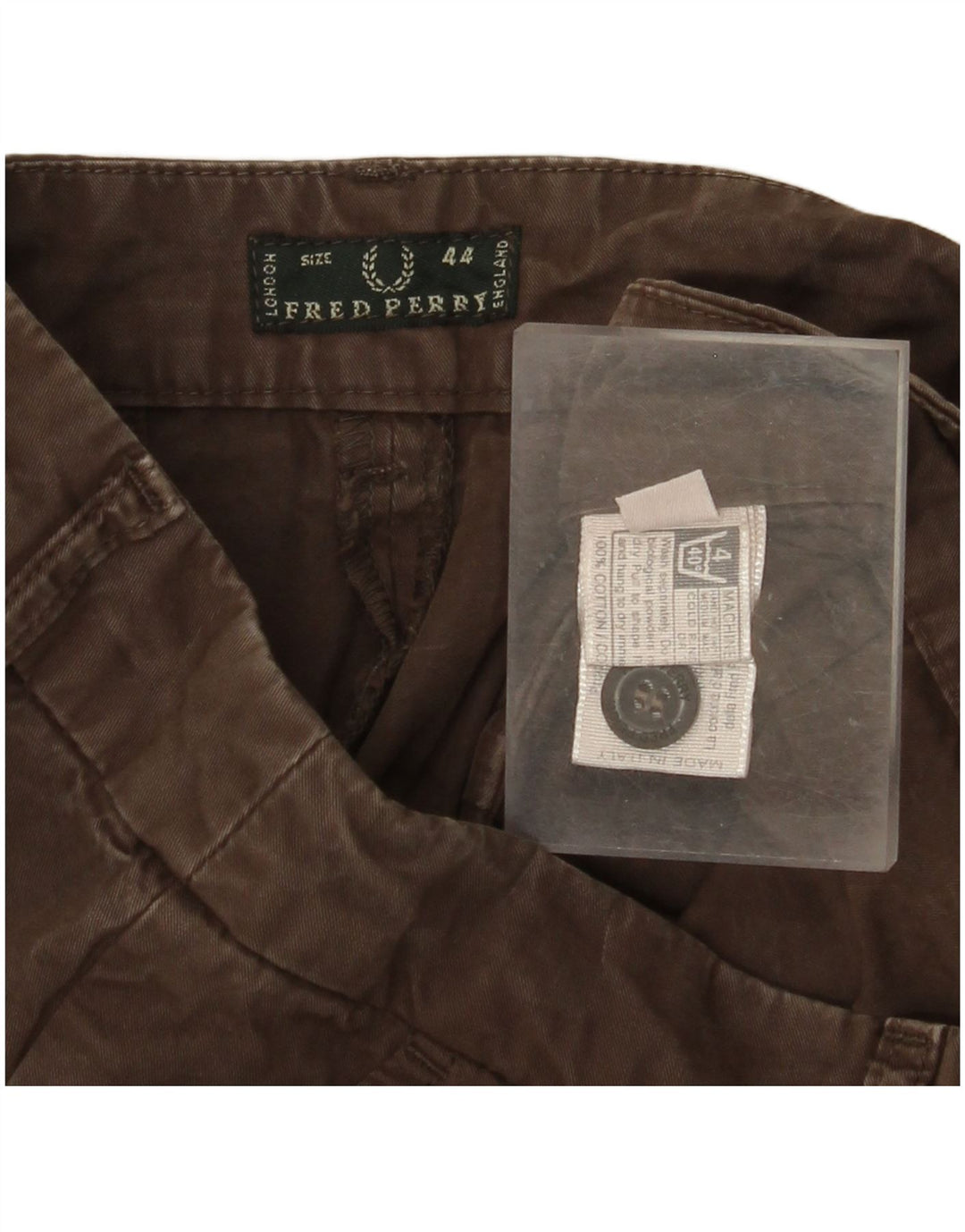 Shorts chino feminino FRED PERRY IT 44 médio W29 algodão marrom