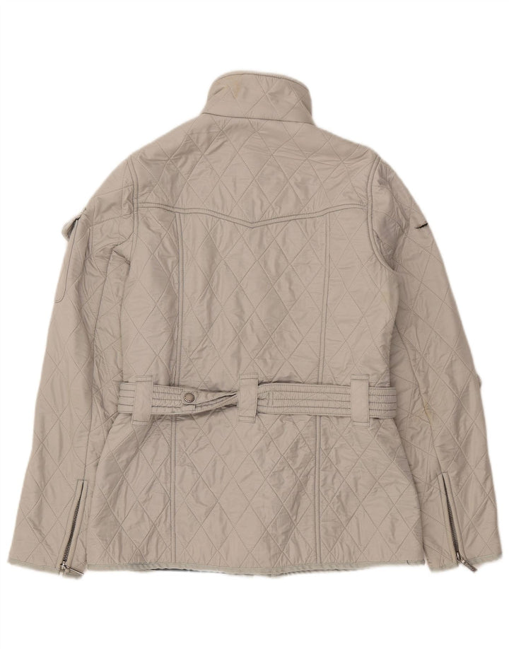 Jaqueta acolchoada feminina BARBOUR UK 8 pequena poliamida cinza