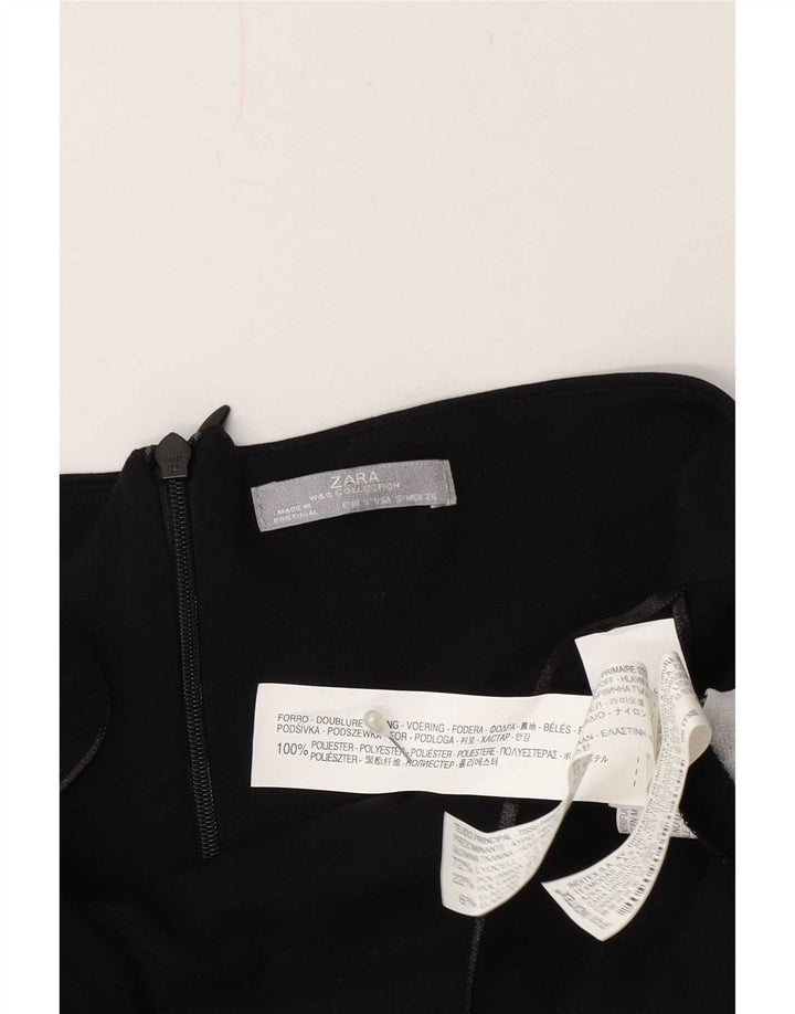 Vestido sem alças feminino Zara Reino Unido 8 pequeno poliéster preto