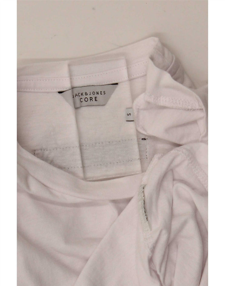 Jack & Jones Camiseta masculina gráfica manga comprida pequena branca