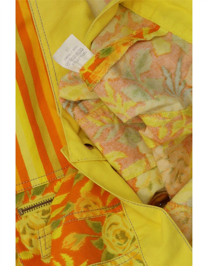 Jaqueta bomber feminina vintage EU 38 algodão floral amarelo médio
