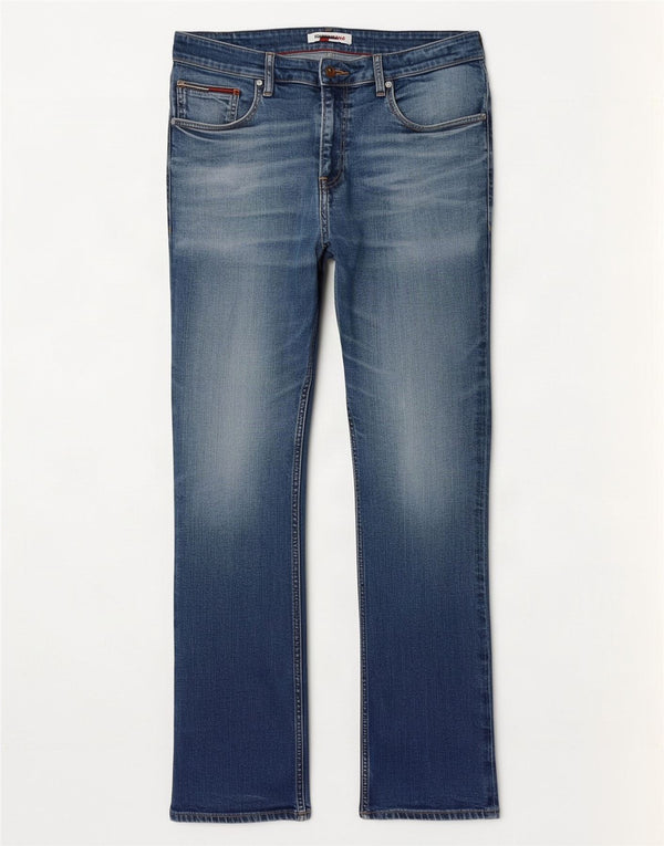 Tommy Hilfiger Masculino Ryan Relaxed Fit Bootcut Jeans W36 L32 Azul Algodão