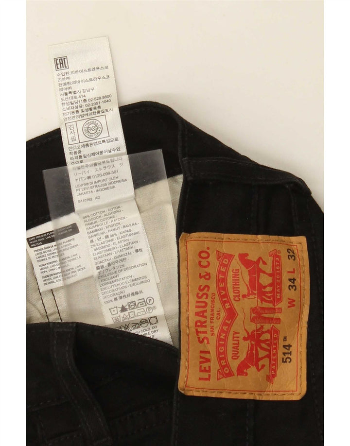 Levi's Masculino 514 Straight Jeans W34 L26 Algodão Preto