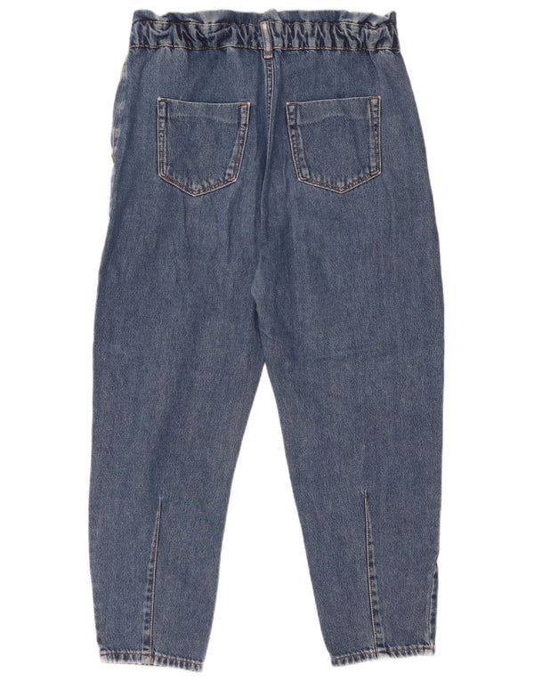 Calça jeans feminina Zara com cintura alta e cintura alta eu 34 2XS W24 L25 algodão azul