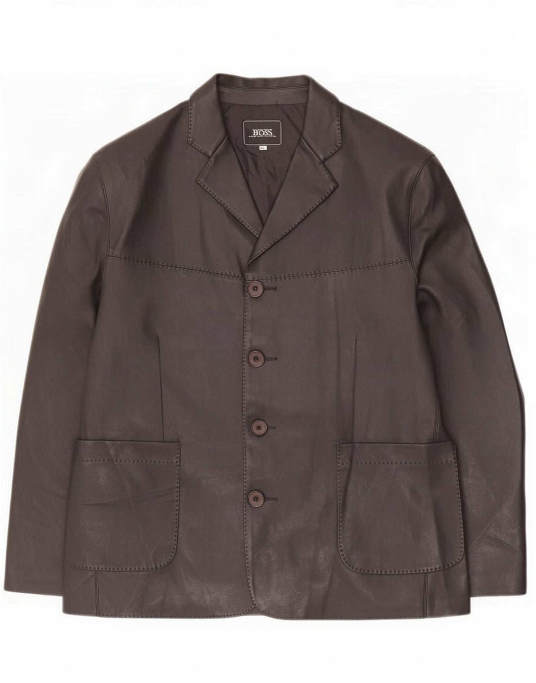 Jaqueta blazer masculina de couro Hugo Boss com 4 botões Reino Unido 44 2XL preta