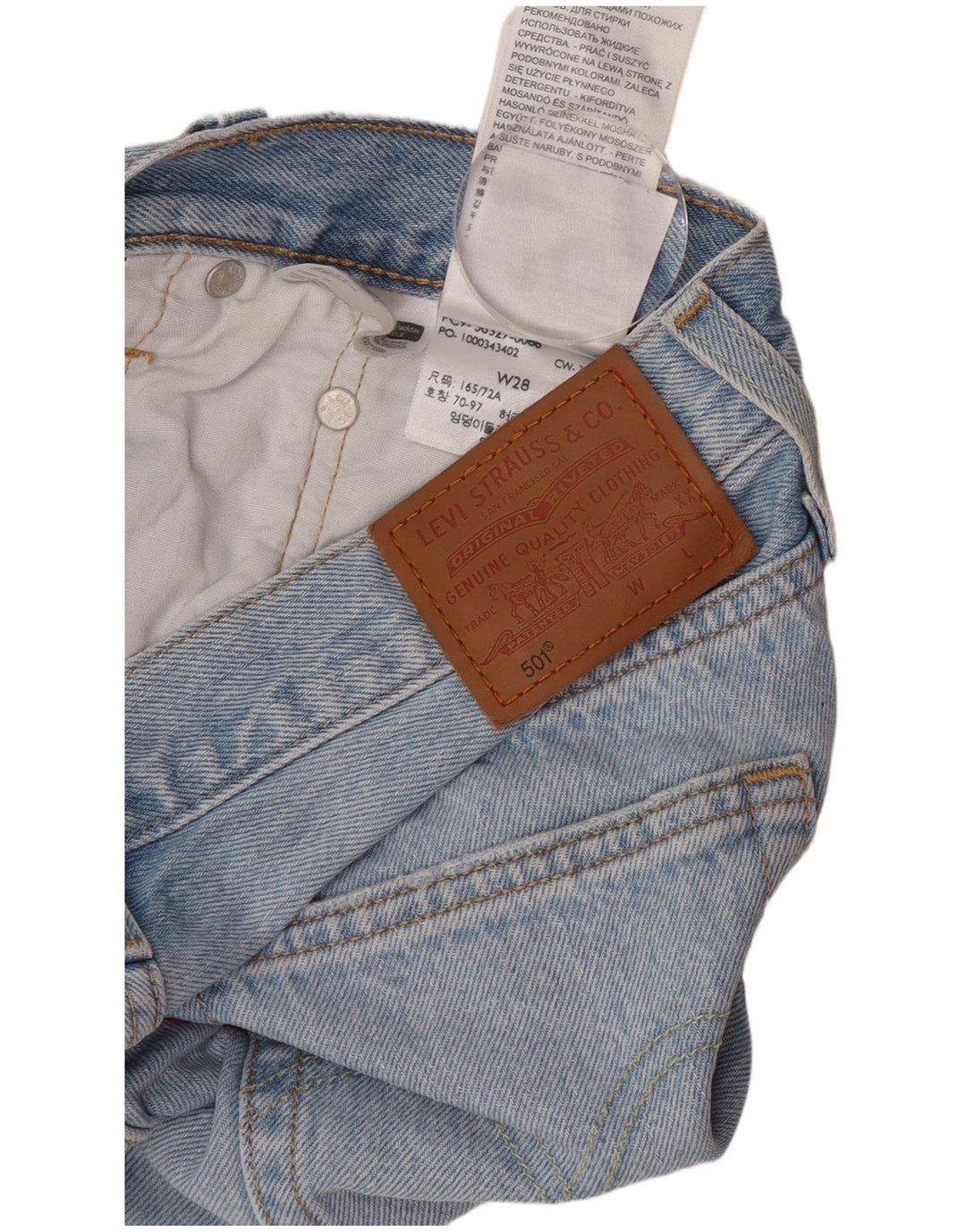 Shorts jeans feminino 501 da Levi's W28 algodão azul médio