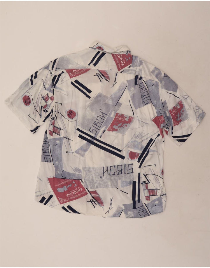 Camisa masculina vintage de manga curta XL multicolorida geométrica
