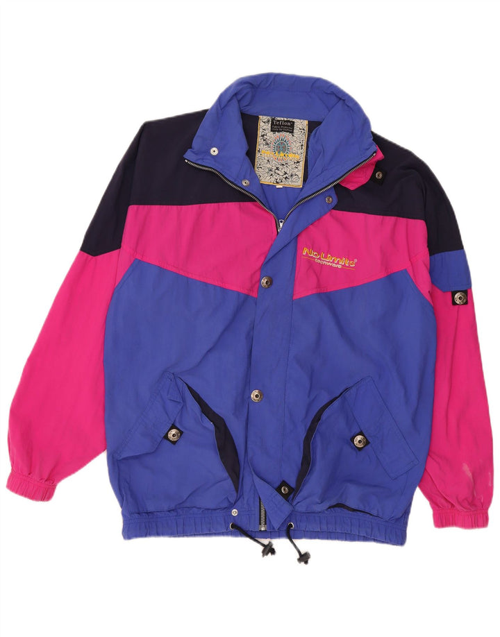 Jaqueta corta-vento masculina vintage UK 38 poliamida colorblock azul médio