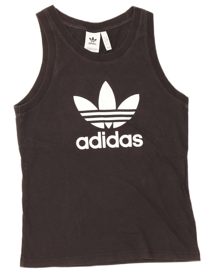 ADIDAS Mens Graphic Vest Top Pequeno Algodão Preto