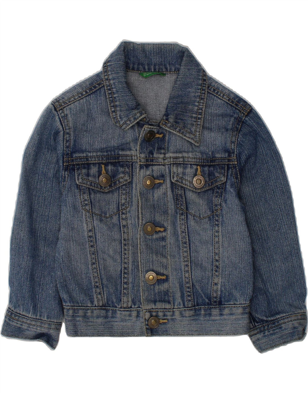 BENETTON Baby Girls Denim Jacket 12-18 Months Blue Cotton Vintage Benetton and Second-Hand Benetton from Messina Hembry 