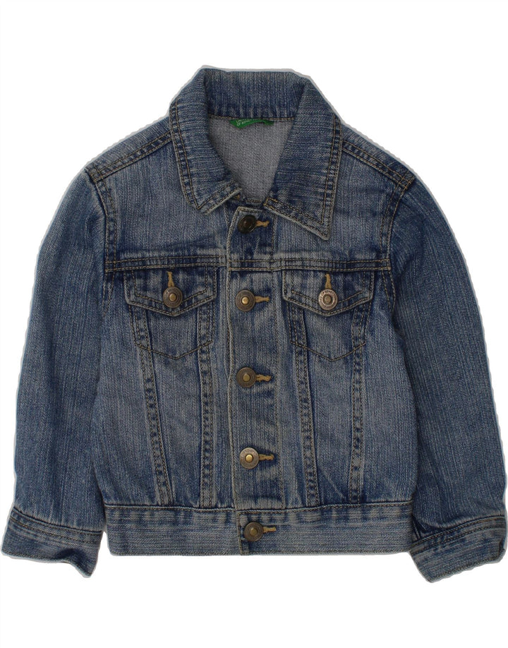 BENETTON Baby Girls Denim Jacket 12-18 Months Blue Cotton Vintage Benetton and Second-Hand Benetton from Messina Hembry 