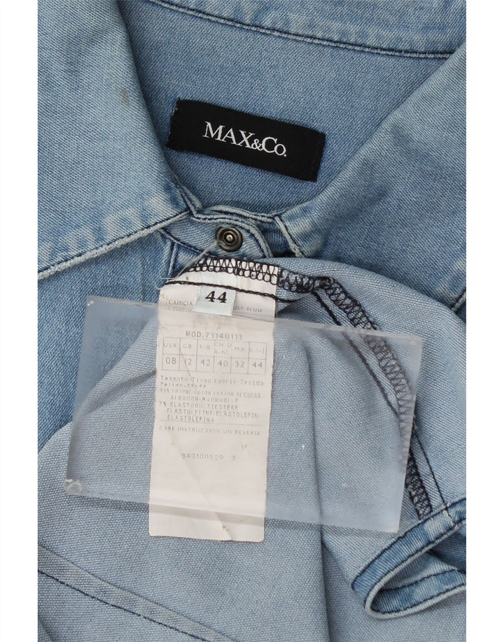 Camisa jeans feminina Max Mara UK 12 algodão azul médio