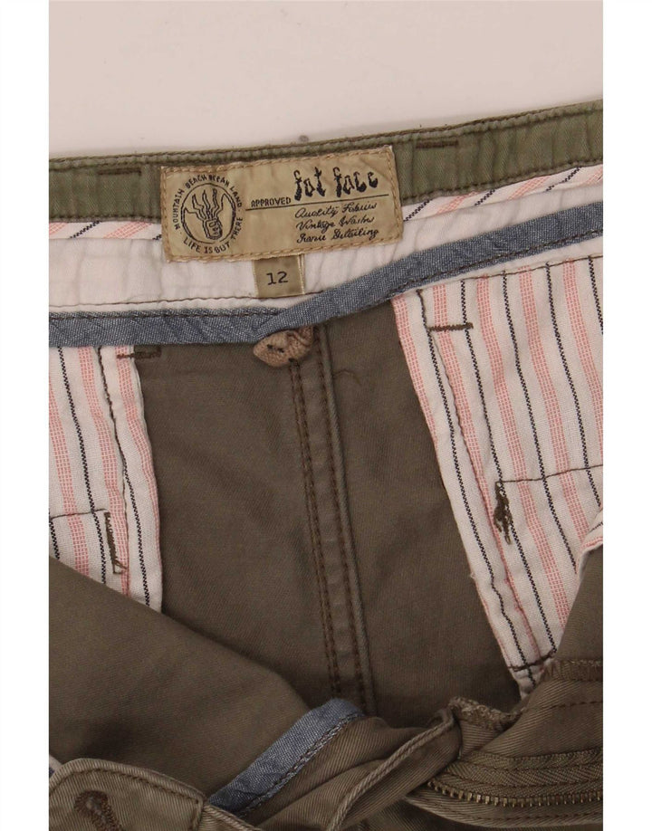 Shorts Chino feminino Fat Face UK 12 médio W34 algodão cáqui