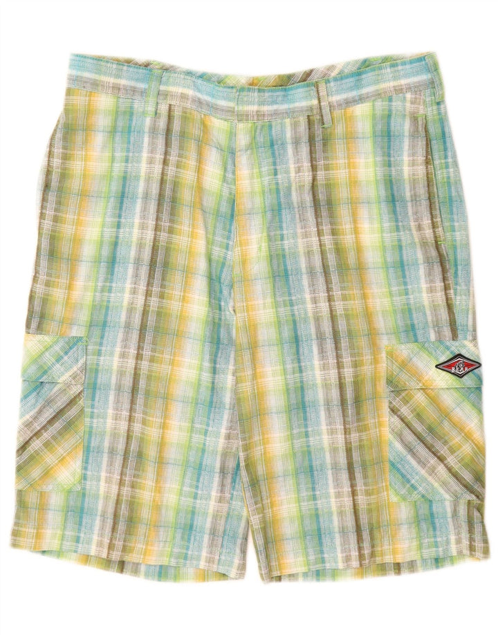 Bear Mens Cargo Shorts W32 Médio Multicolorido Xadrez Algodão