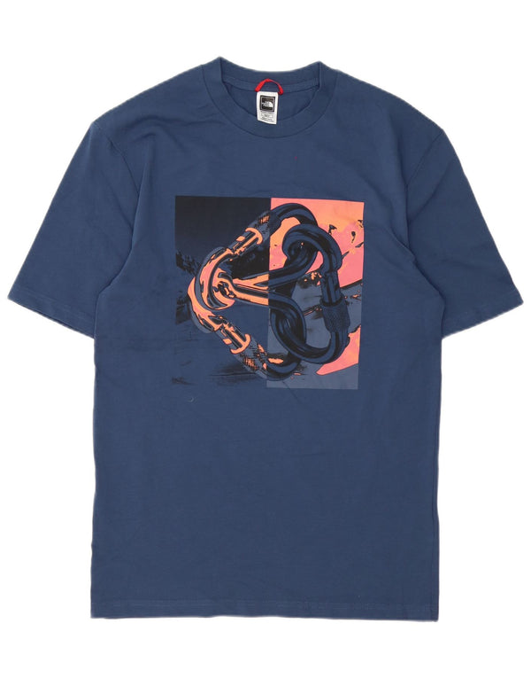 Camiseta gráfica masculina The North Face XS azul algodão