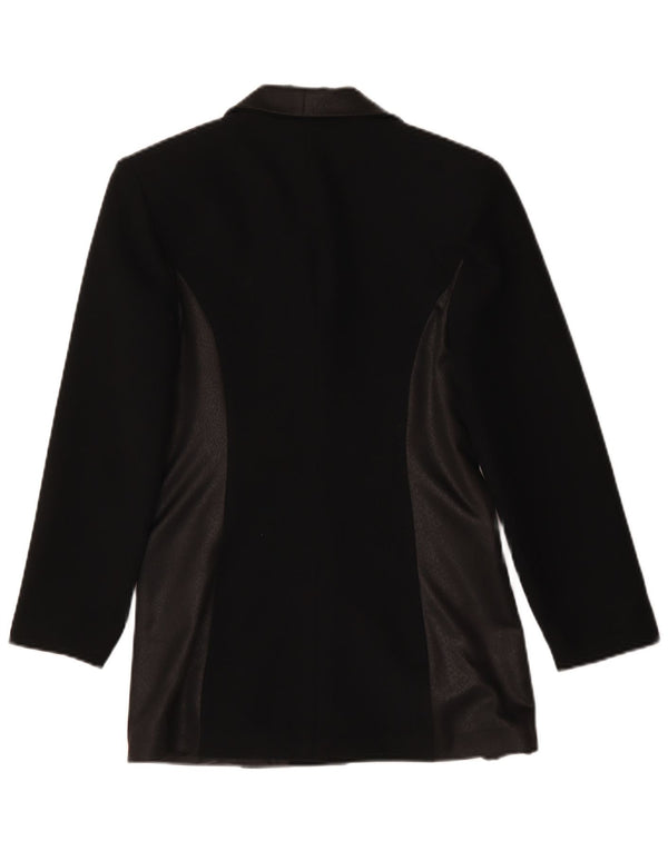 Jaqueta blazer vintage feminina com 4 botões Reino Unido 10 pequena preta