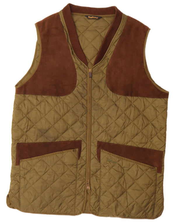 Colete acolchoado masculino Barbour UK 42 XL Khaki Colourblock poliamida