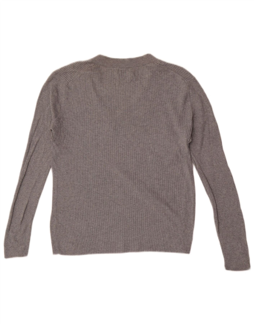 Top feminino Massimo Dutti manga comprida Reino Unido 14 grande seda cinza