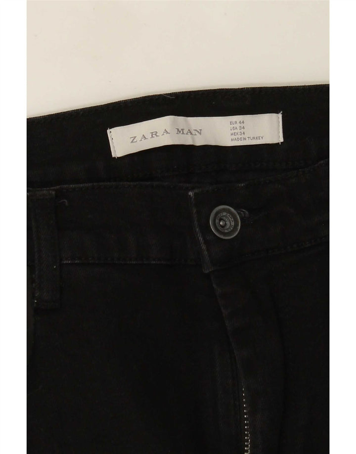 Zara Mens Jeans Slim Distressed EU 44 Grande W34 L29 Preto