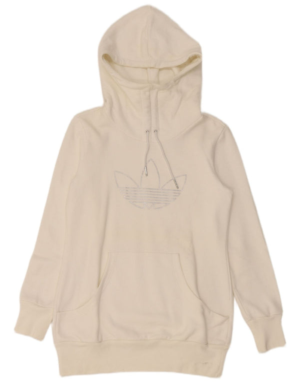 Adidas feminino gráfico moletom com capuz jumper IT 44 médio branco