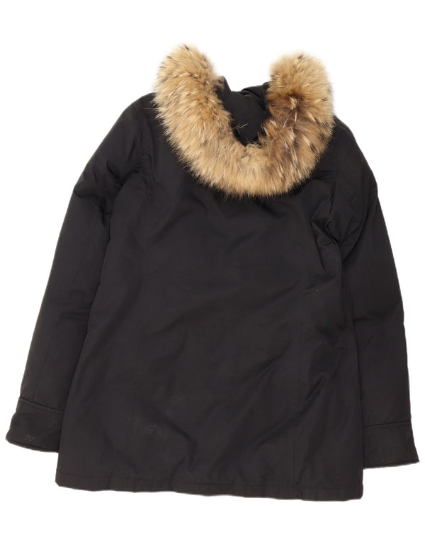 Casaco acolchoado com capuz feminino WOOLRICH Reino Unido 16 grande poliéster preto