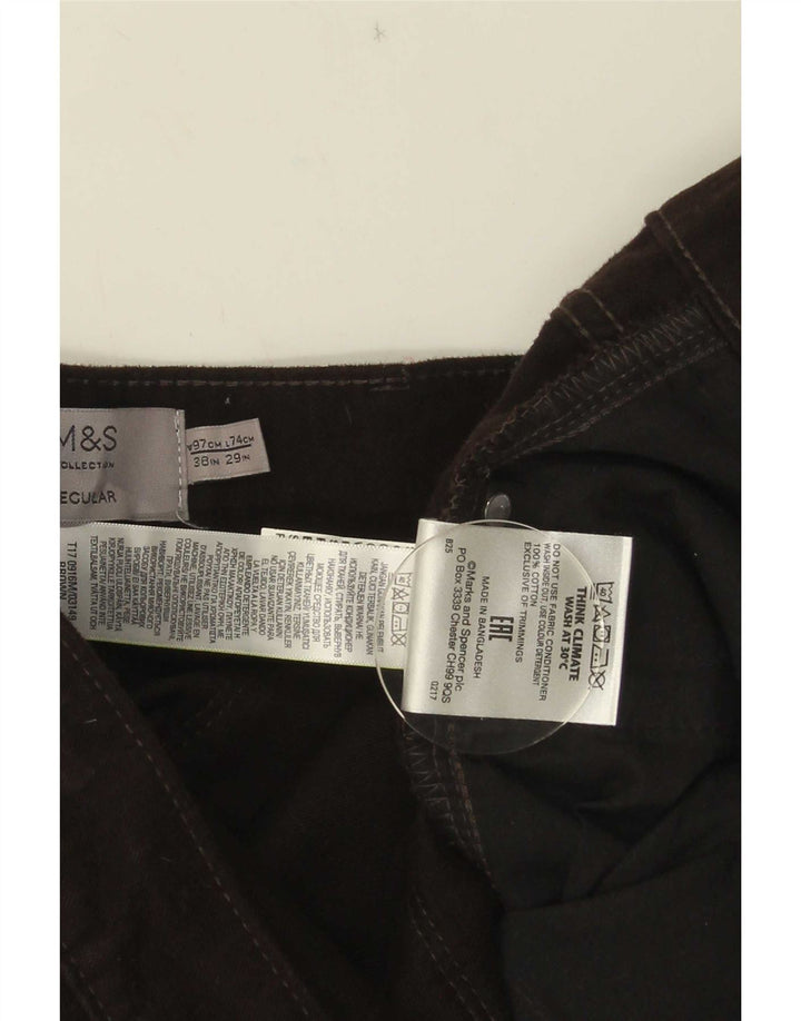 Calça casual masculina Marks & Spencer de ajuste regular W38 L29 algodão marrom
