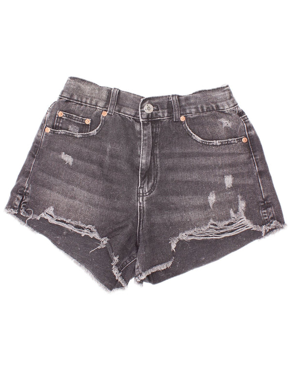 Zara Girls Shorts jeans desgastados 13-14 anos W26 algodão cinza