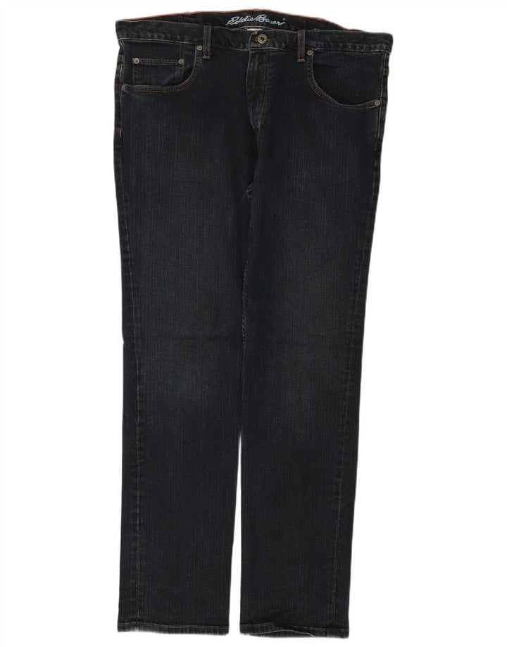 Eddie Bauer Mens Straight Jeans W38 L32 Azul Marinho Algodão