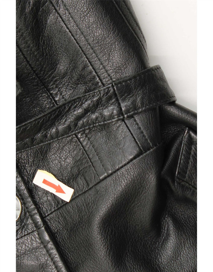 Jaqueta de couro feminina vintage IT 44 couro preto médio