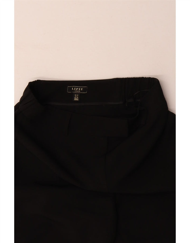 Calça casual feminina LIPSY Bootcut UK 12 médio W30 L30 poliéster preto